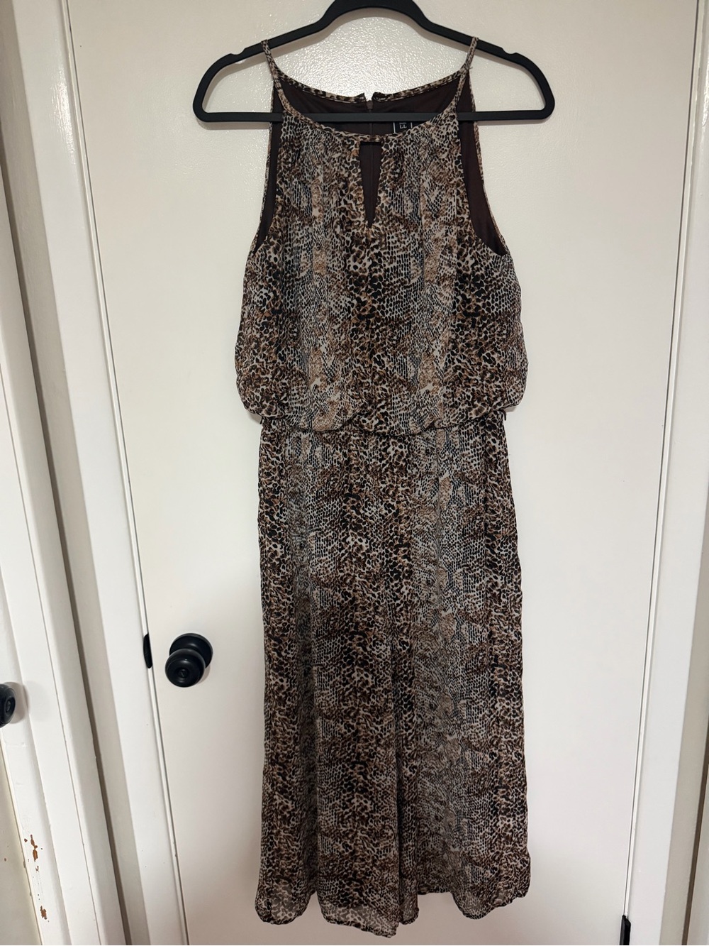 Brown Animal-Print Sleeveless Jumpsuit by L&B